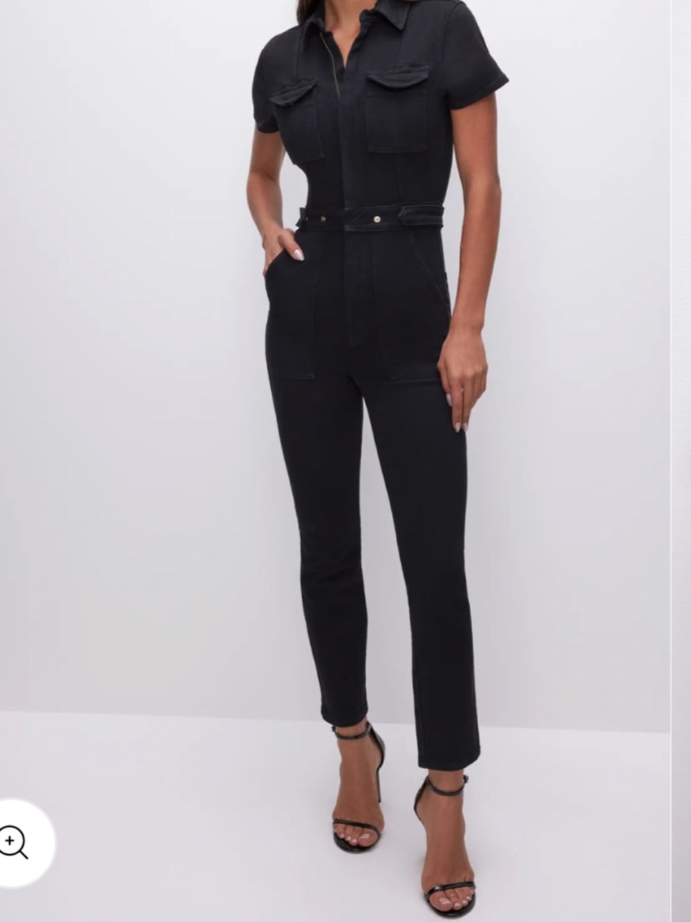 GOOD AMERICAN BLACK DENIM JUMPSUIT XS OR L